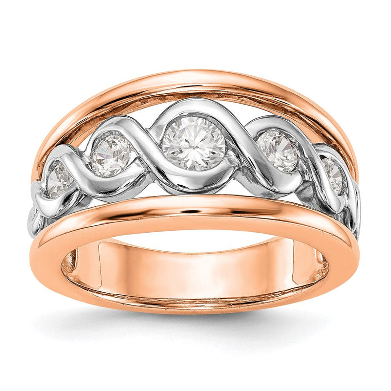 14K Weiß- und Roségold Ehering mit natürlichen Diamanten, 0,3 ct Gesamtgewicht