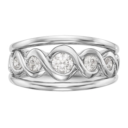 14K Weißgold Ehering mit natürlichem Diamant, 0,55 ct Gesamtgewicht