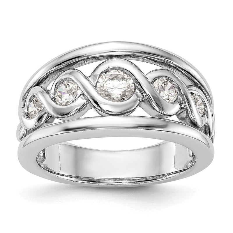 14K Weißgold Ehering mit natürlichem Diamant, 0,55 ct Gesamtgewicht