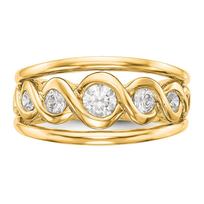 14K Gelbgold Ring mit echten Diamanten