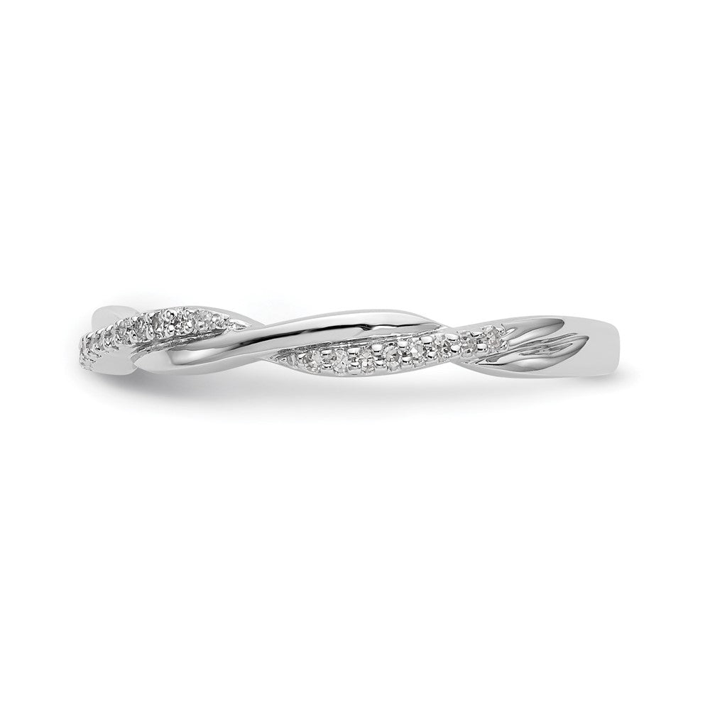 14K Weißgold Ring mit 0,125 ct. gezüchteten Diamanten VS/SI+ G+, Twist-Design
