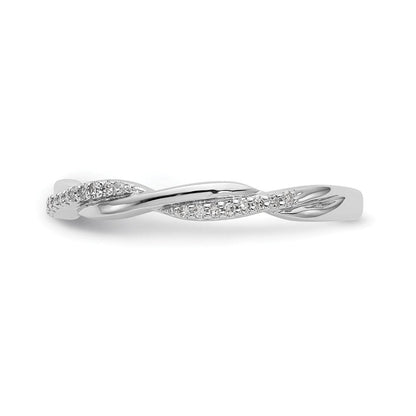 14K Weißgold Ring mit 0,125 ct. gezüchteten Diamanten VS/SI+ G+, Twist-Design