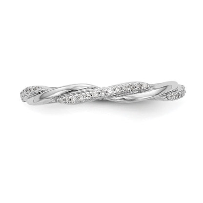 14K Weißgold Ring mit 0,125 ct. gezüchteten Diamanten VS/SI+ G+, Twist-Design