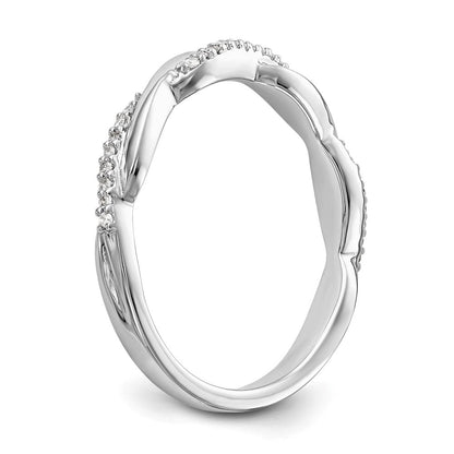 14K Weißgold Ring mit 0,125 ct. gezüchteten Diamanten VS/SI+ G+, Twist-Design