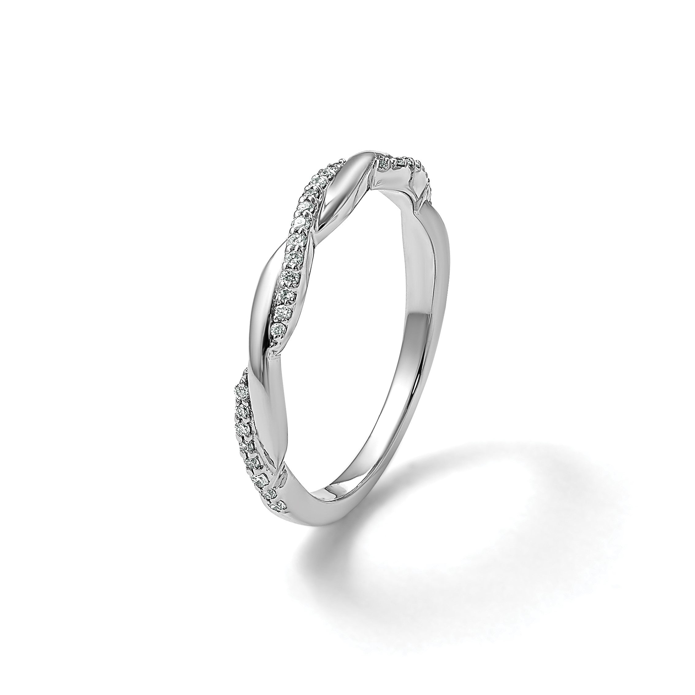 14K Weißgold Ring mit echten Diamanten