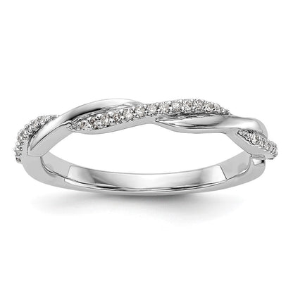 14K Weißgold Ring mit 0,125 ct. gezüchteten Diamanten VS/SI+ G+, Twist-Design