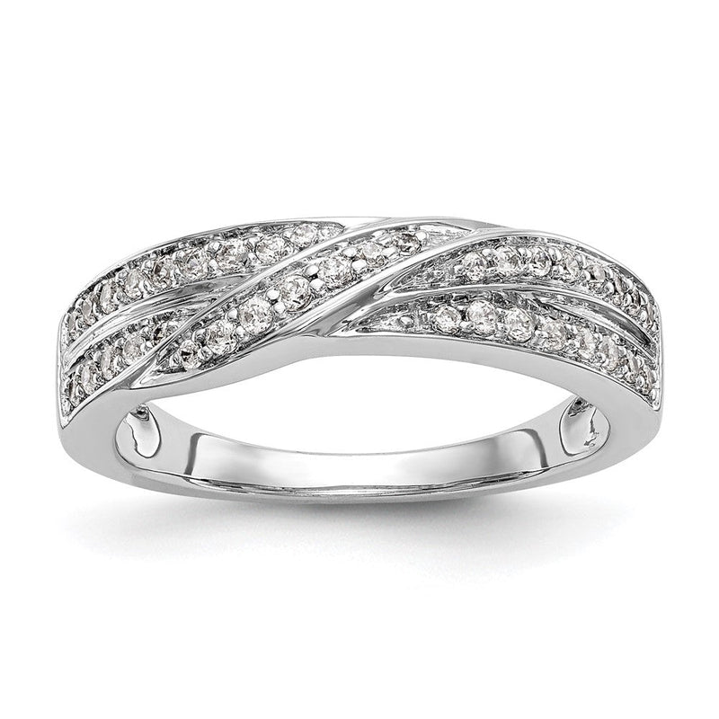 14K Weißgold Ehering mit natürlichen Diamanten 0,268 ct