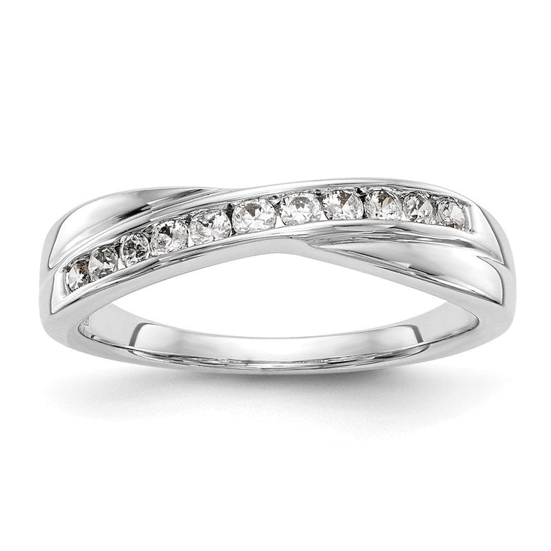 14K Weißgold Ehering mit natürlichen Diamanten, 0,195 ct