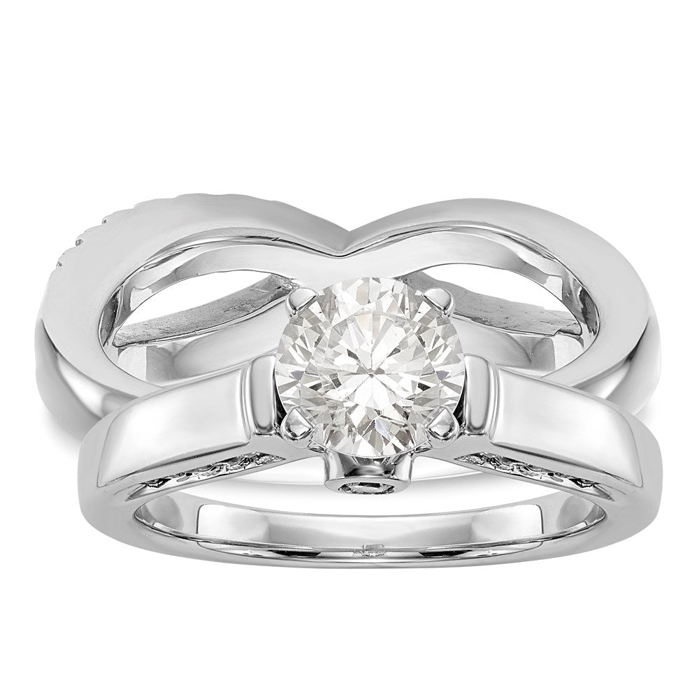 14K Weißgold Ehering für Damen mit natürlichen Diamanten