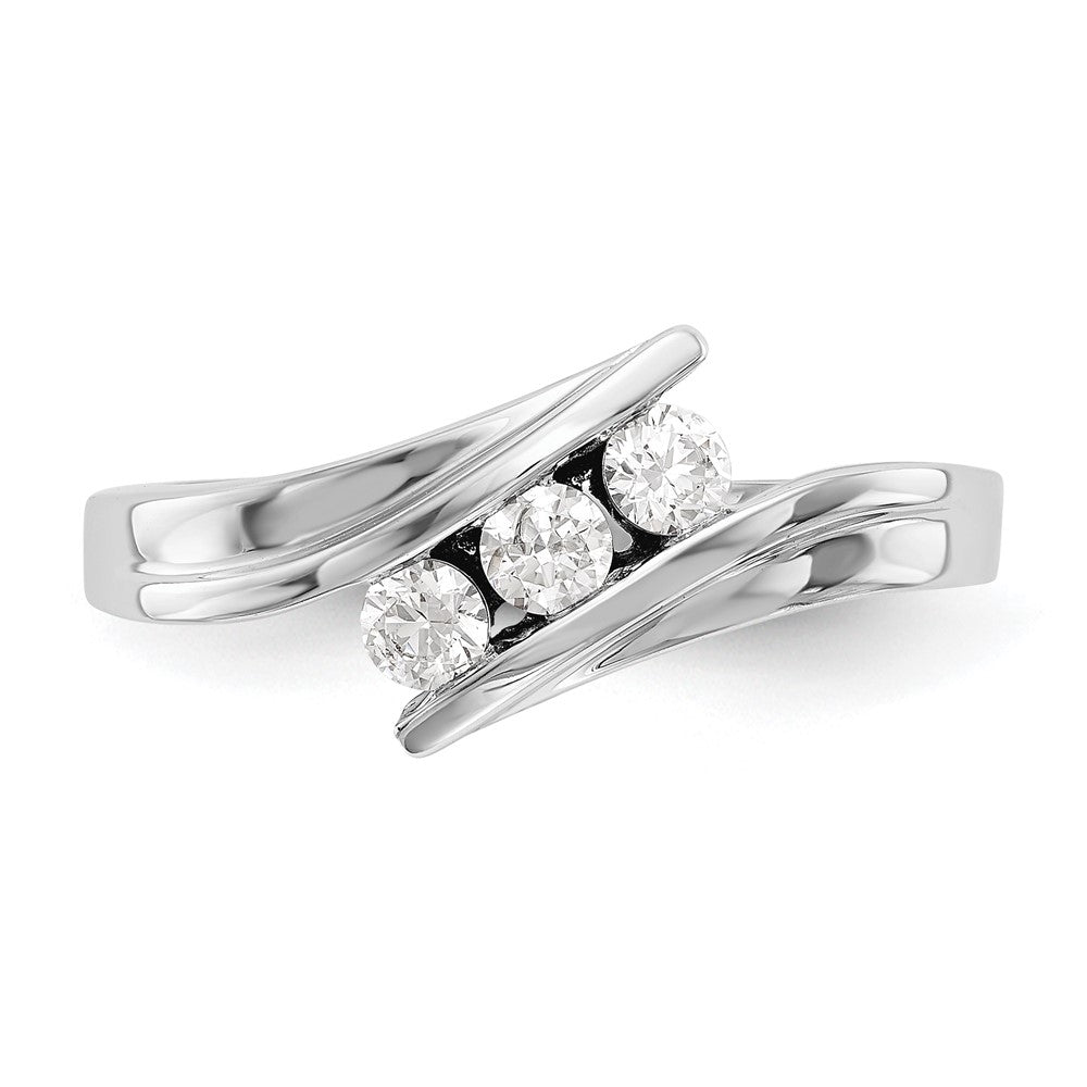 14K Weißgold Dreistein-Ring mit natürlichen Diamanten, 0,33 ct Gesamtgewicht