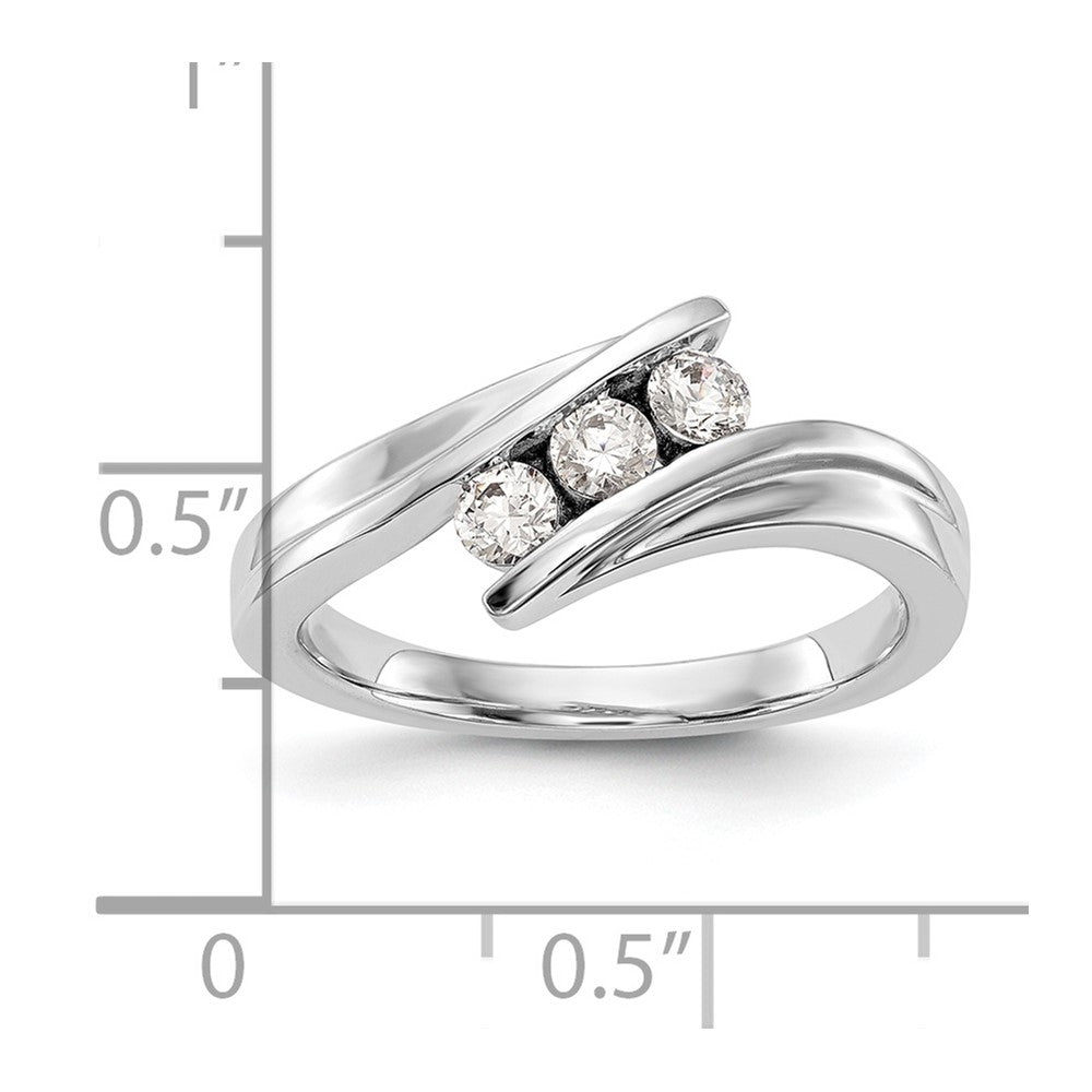 14K Weißgold Dreistein-Ring mit natürlichen Diamanten, 0,33 ct Gesamtgewicht
