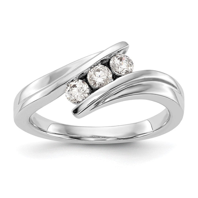 14K Weißgold Dreistein-Ring mit natürlichen Diamanten, 0,33 ct Gesamtgewicht