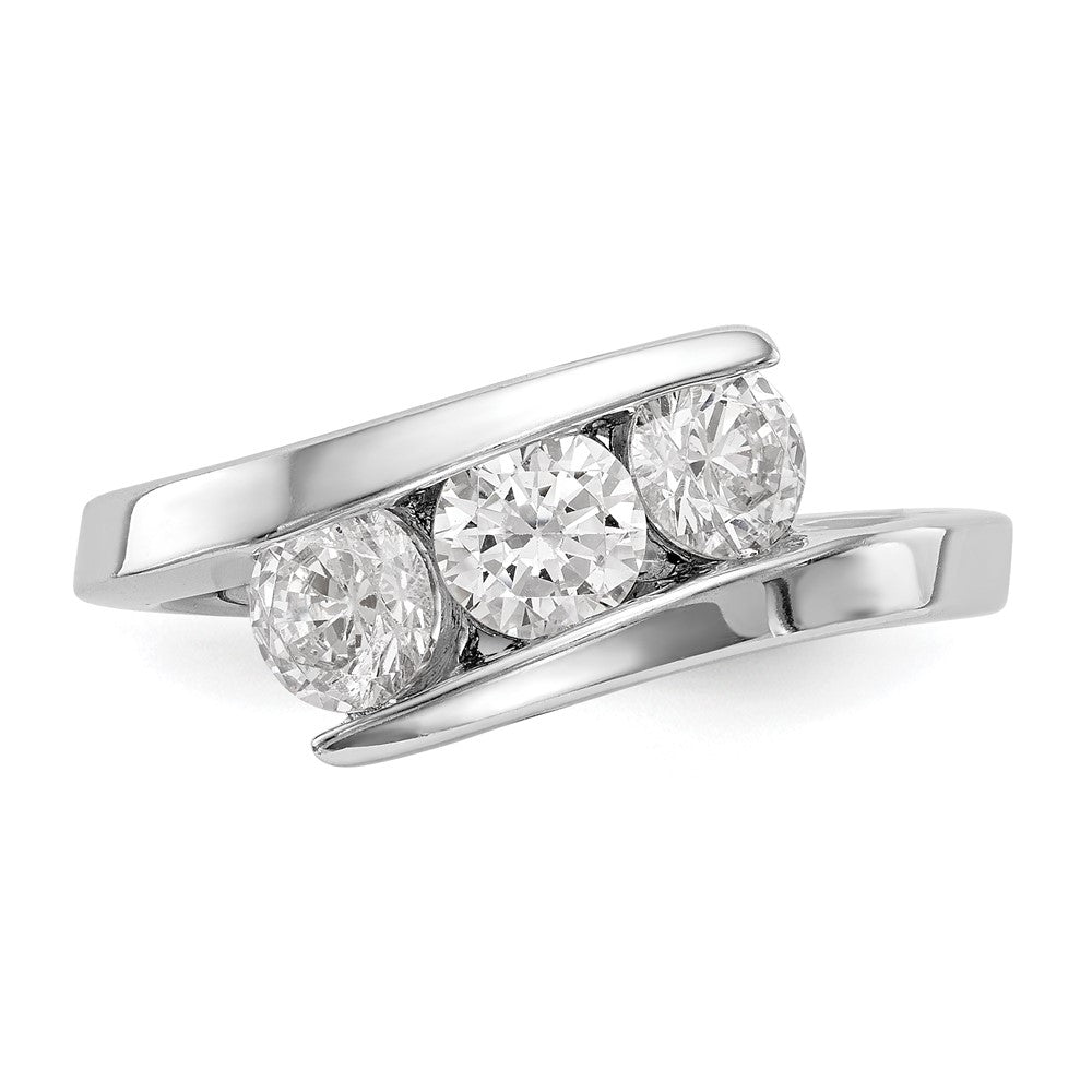 14K Weißgold Verlobungsring mit 3 natürlichen Diamanten