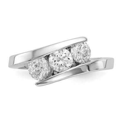 14K Weißgold Verlobungsring mit 3 natürlichen Diamanten