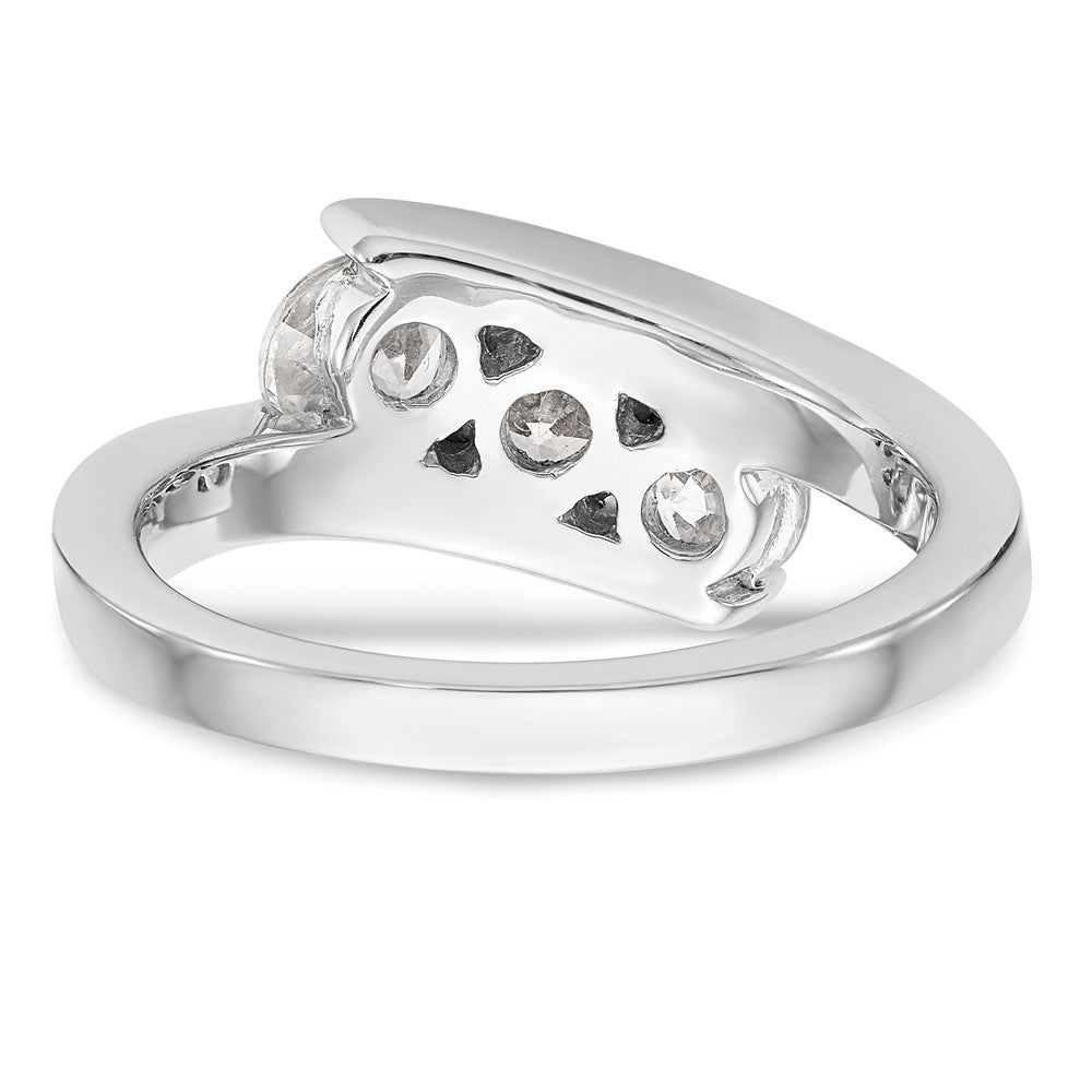 14K Weißgold Verlobungsring mit 3 natürlichen Diamanten