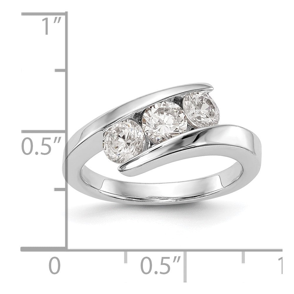 14K Weißgold Verlobungsring mit 3 natürlichen Diamanten