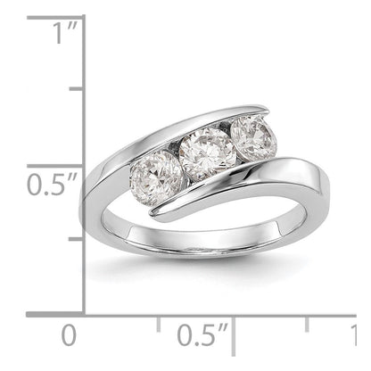 14K Weißgold Verlobungsring mit 3 natürlichen Diamanten
