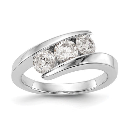 14K Weißgold Verlobungsring mit 3 natürlichen Diamanten