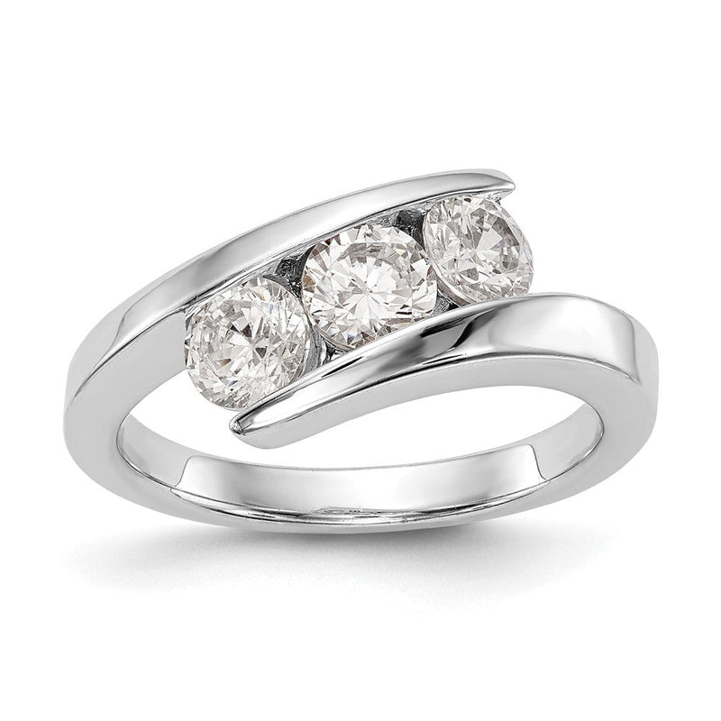 14K Weißgold Verlobungsring mit 3 natürlichen Diamanten