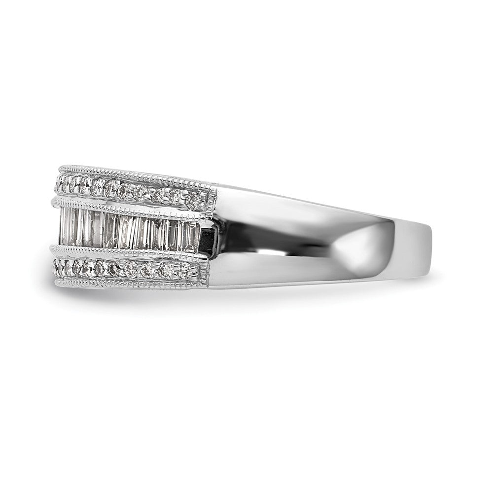 14K Weißgold 3/4 Karat Baguette/round Diamant Komplett Ring