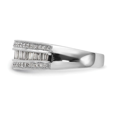14K Weißgold 3/4 Karat Baguette/round Diamant Komplett Ring