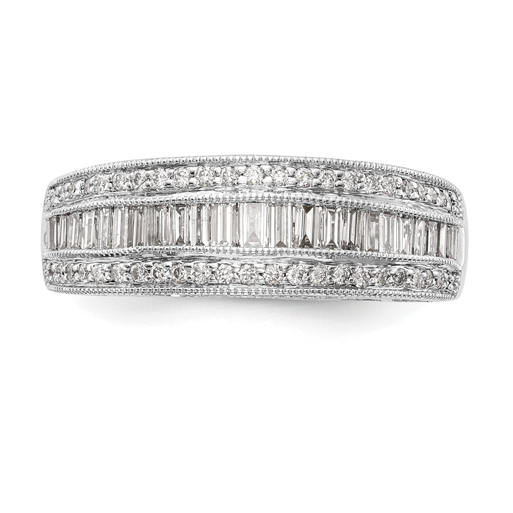 14K Weißgold 3/4 Karat Baguette/round Diamant Komplett Ring