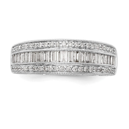 14K Weißgold 3/4 Karat Baguette/round Diamant Komplett Ring