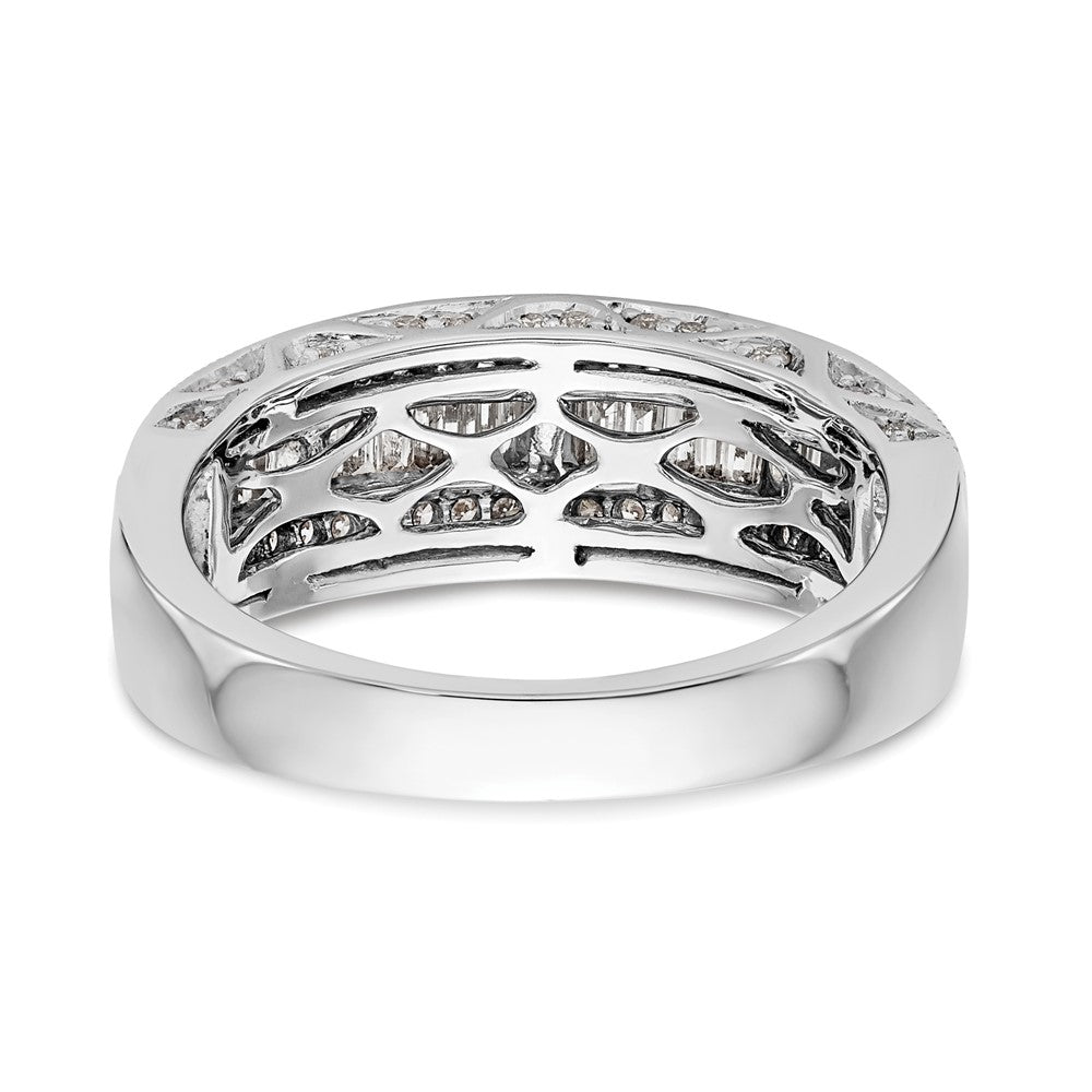 14K Weißgold 3/4 Karat Baguette/round Diamant Komplett Ring