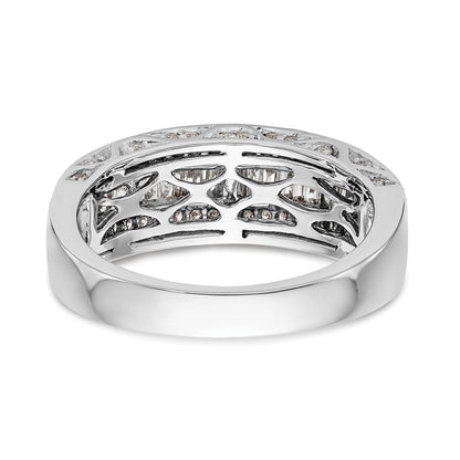 14K Weißgold 3/4 Karat Baguette/round Diamant Komplett Ring