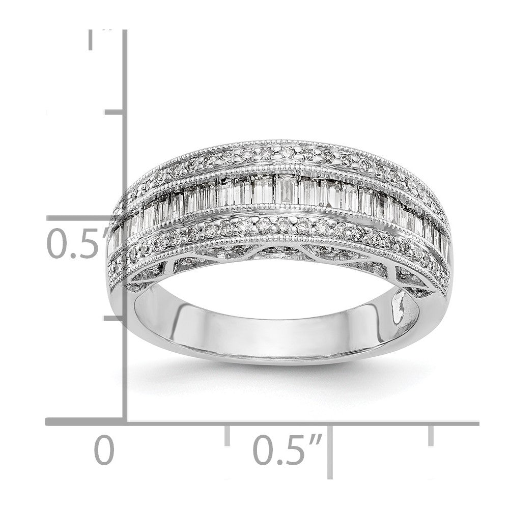 14K Weißgold 3/4 Karat Baguette/round Diamant Komplett Ring