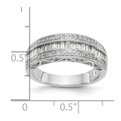 14K Weißgold 3/4 Karat Baguette/round Diamant Komplett Ring