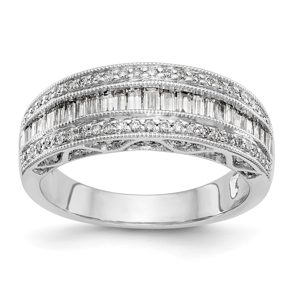 14K Weißgold 3/4 Karat Baguette/round Diamant Komplett Ring