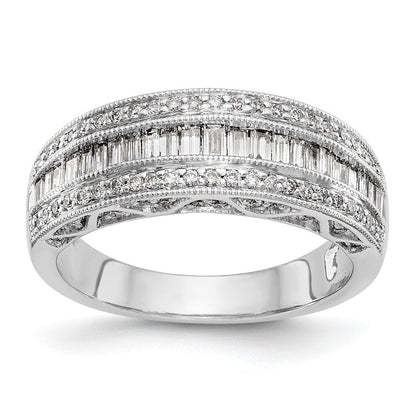 14K Weißgold 3/4 Karat Baguette/round Diamant Komplett Ring