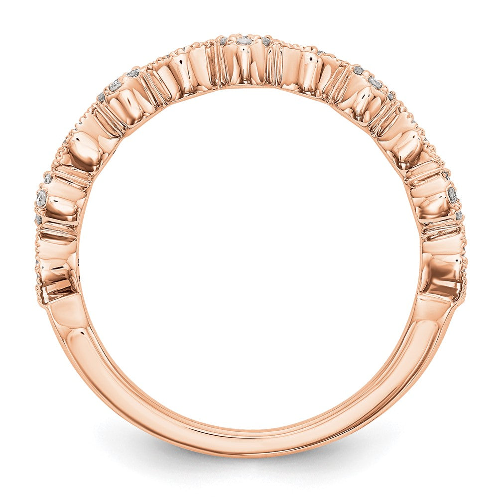 14K Roségold Ehering mit echten Diamanten