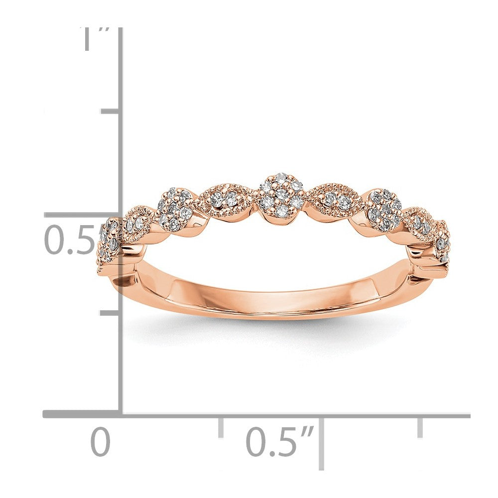 14K Roségold Ehering mit echten Diamanten