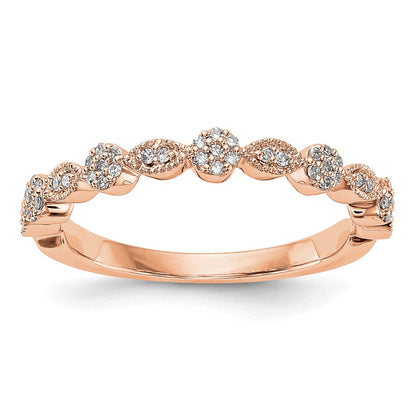 14K Roségold Ehering mit echten Diamanten