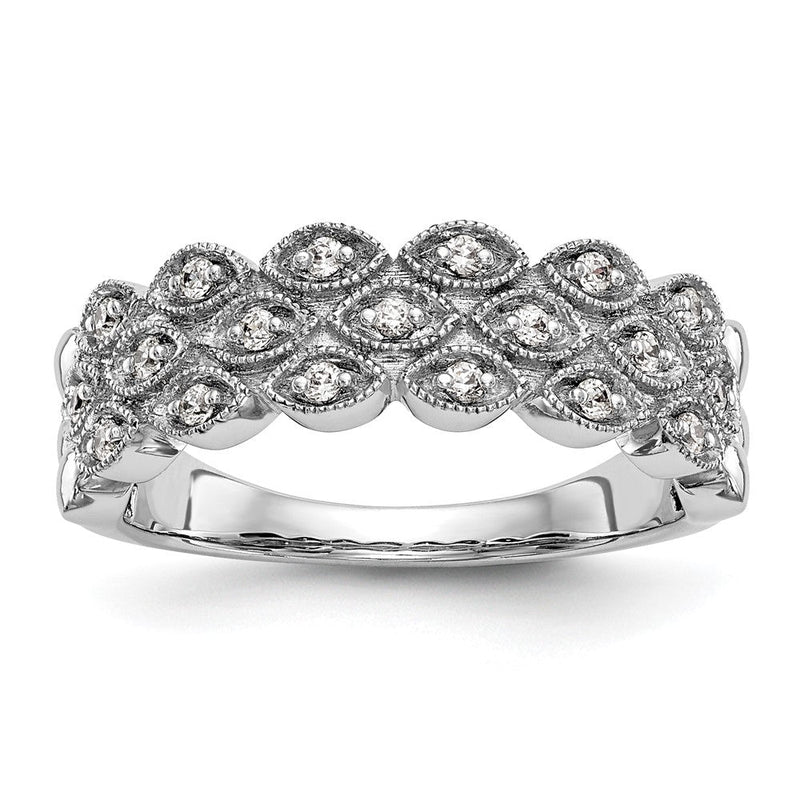 14K Weißgold Ehering mit natürlichen Diamanten 0,19 ct