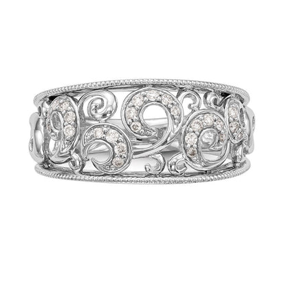 14K Weißgold Ring mit echten Diamanten