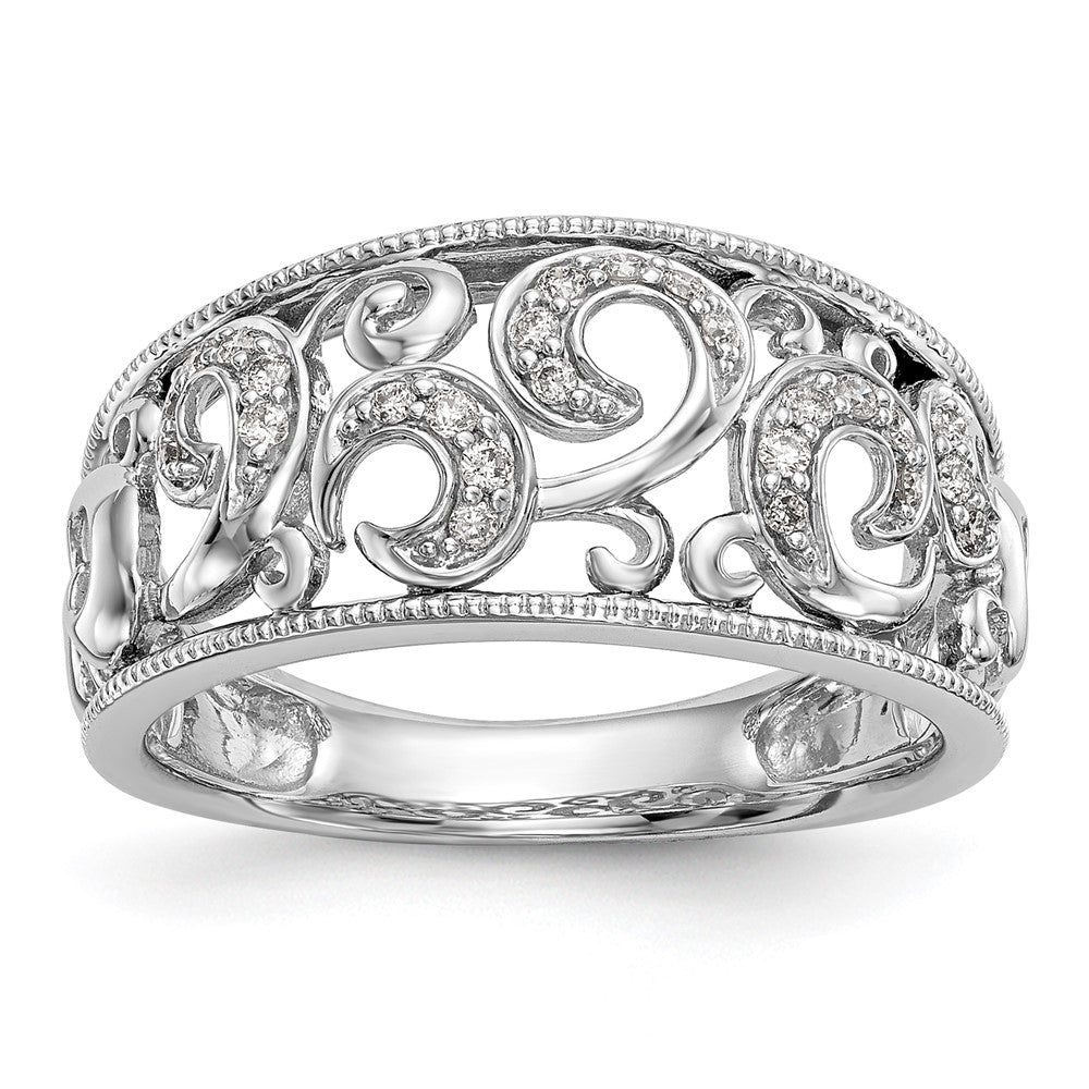 14K Weißgold Ring mit echten Diamanten