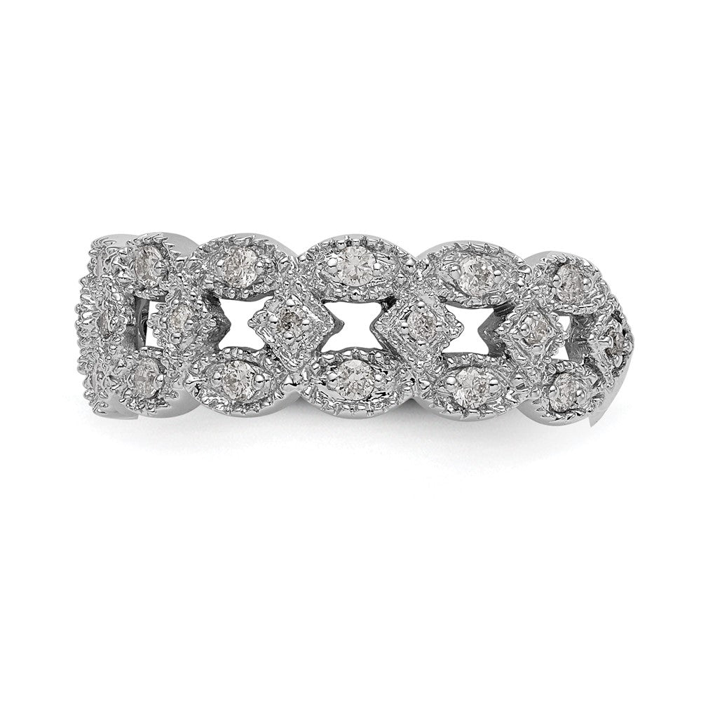 14K Weißgold Ring mit 0,5 ct. Labor-gezüchteten Diamanten VS/SI+ G+, Glieder-Design