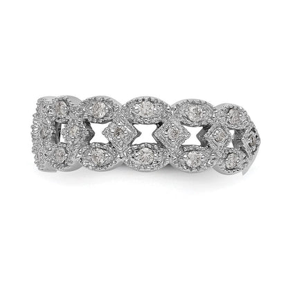 14K Weißgold Ring mit 0,5 ct. Labor-gezüchteten Diamanten VS/SI+ G+, Glieder-Design