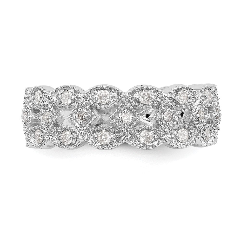 14K Weißgold Ring mit 0,5 ct. Labor-gezüchteten Diamanten VS/SI+ G+, Glieder-Design