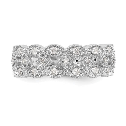 14K Weißgold Ring mit 0,5 ct. Labor-gezüchteten Diamanten VS/SI+ G+, Glieder-Design