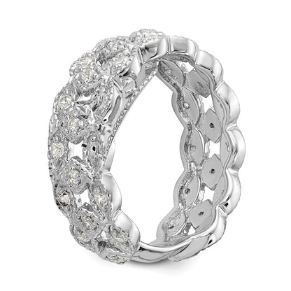 14K Weißgold Ring mit 0,5 ct. Labor-gezüchteten Diamanten VS/SI+ G+, Glieder-Design