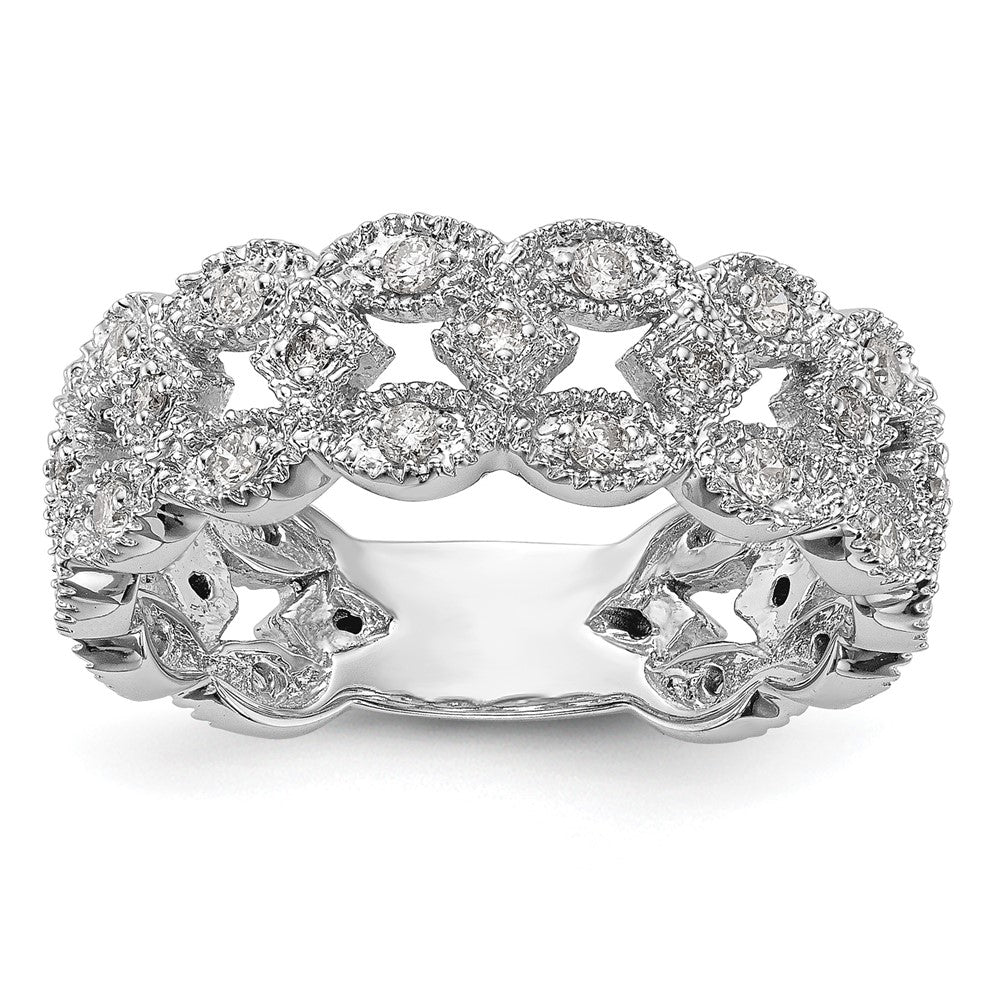 14K Weißgold Ring mit 0,5 ct. Labor-gezüchteten Diamanten VS/SI+ G+, Glieder-Design