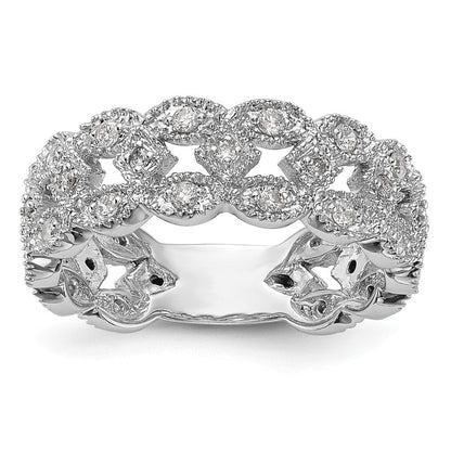 14K Weißgold Ring mit 0,5 ct. Labor-gezüchteten Diamanten VS/SI+ G+, Glieder-Design