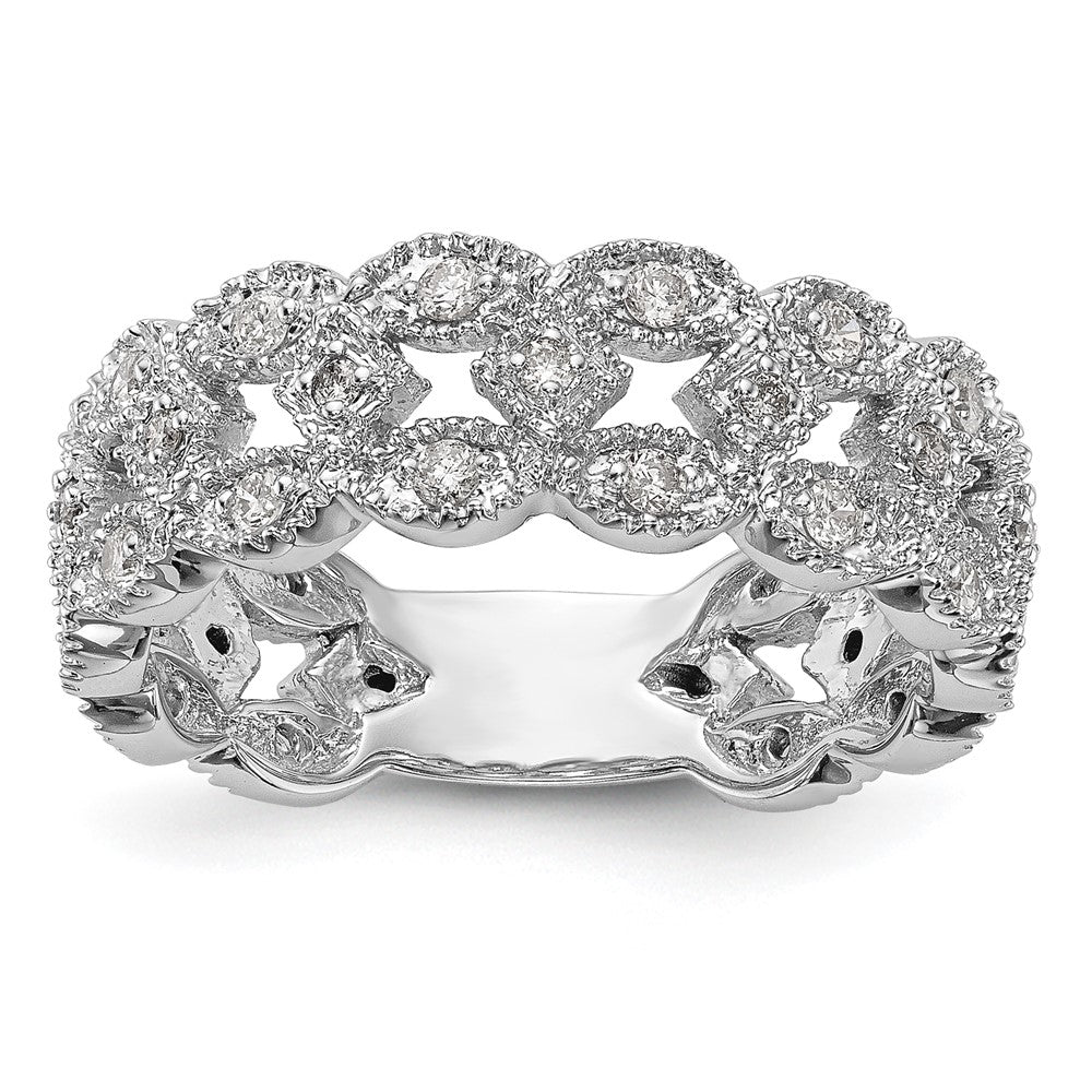 14K Weißgold Ehering mit natürlichen Diamanten, 0,498 ct. Gesamtgewicht