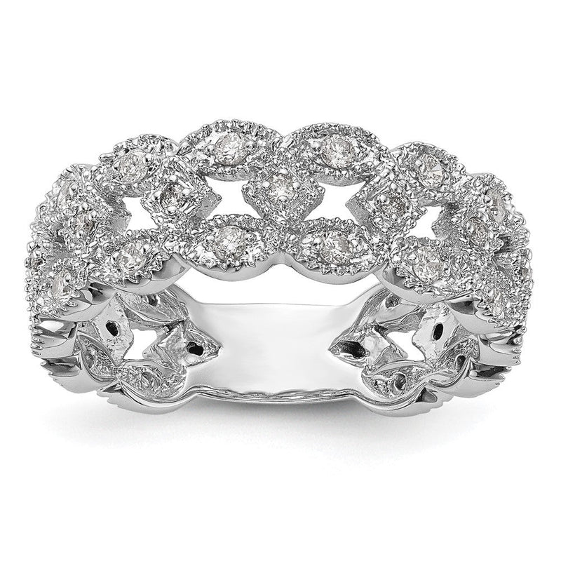 14K Weißgold Ehering mit natürlichen Diamanten, 0,498 ct. Gesamtgewicht