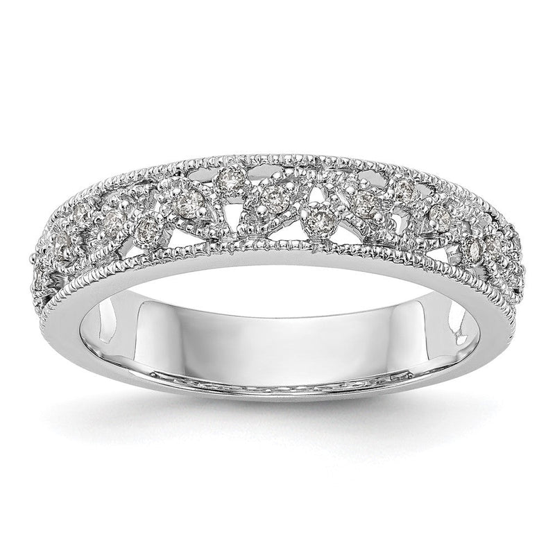 14K Weißgold Ehering mit natürlichen Diamanten, 0,136 ct. Gesamtgewicht