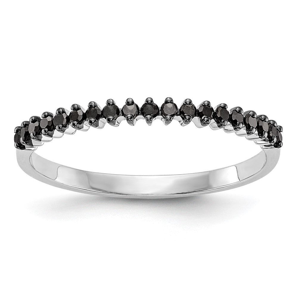 585 Weißgold Ehering mit schwarzen natürlichen Diamanten